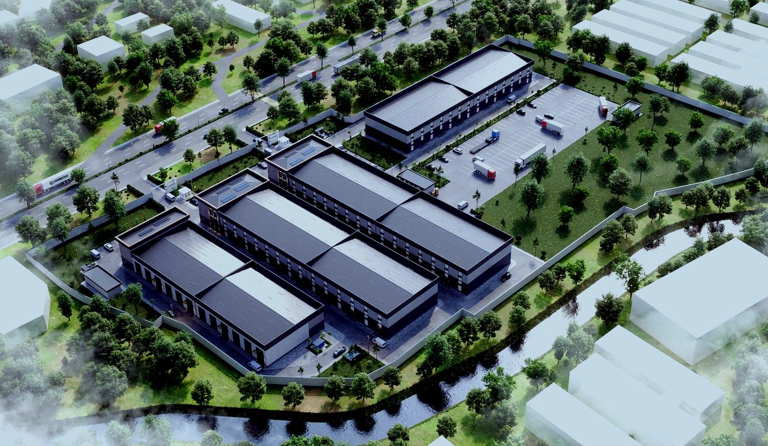 Aerial rendering of the Gilam Saroy logistics development in Tashkent