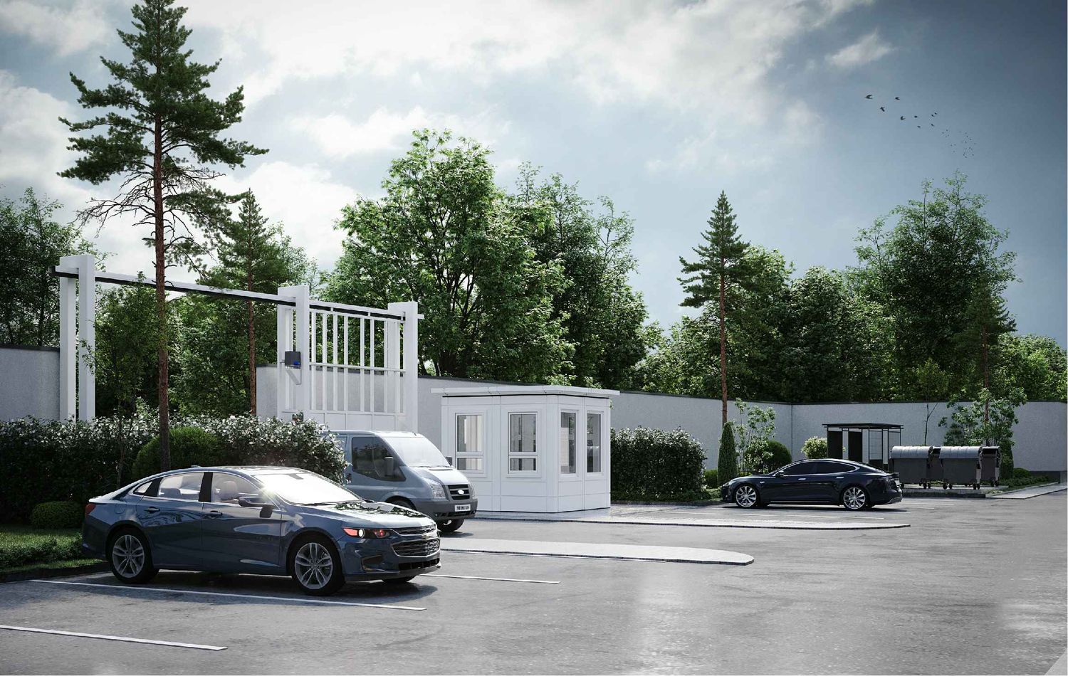 Render of the secured site entrance