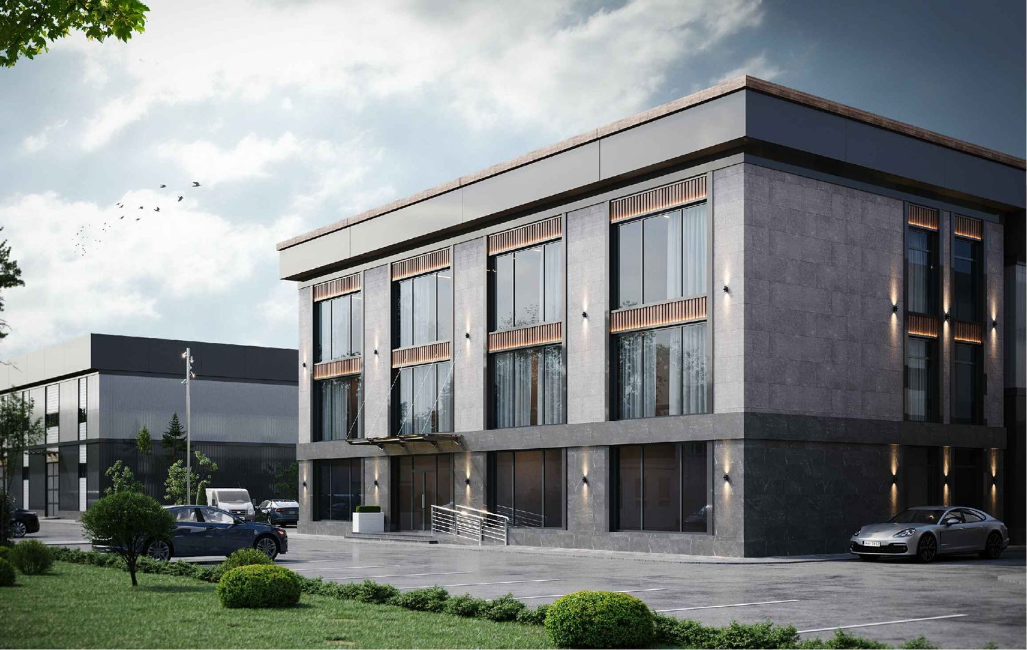 Render of the administrative office building